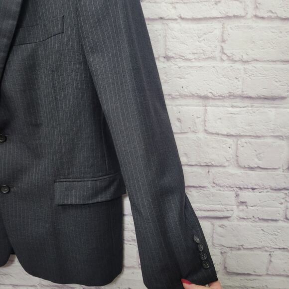Brooks Brothers 1818 Regent Italy Men Blazer Jacket 42R 100% Wool Gray Pinstripe - Picture 9 of 10